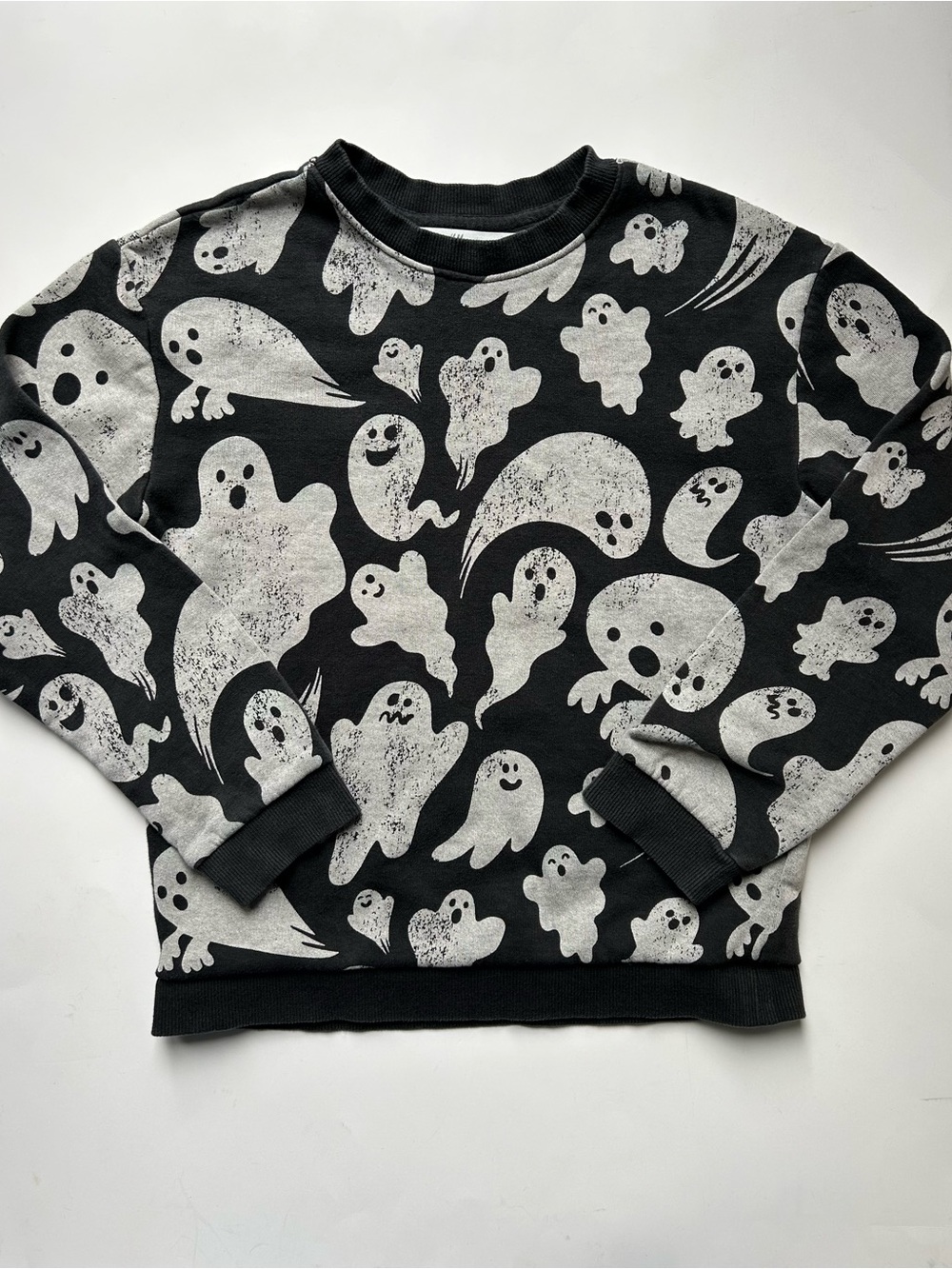 H&M Kids Black Ghost Print Crewneck Sweatshirt